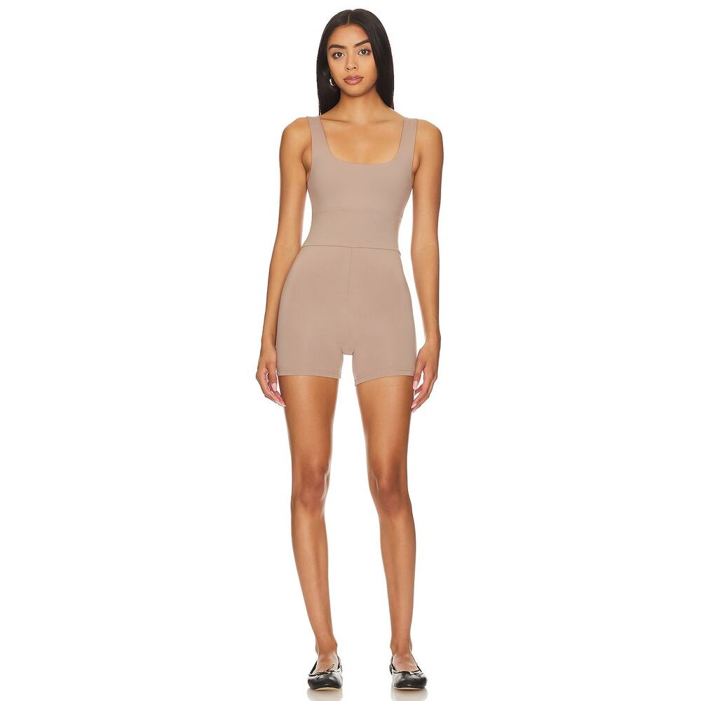 STRUT-THIS The Jett Reversible Romper Cut-Out Square Neck Biscotti Size Medium